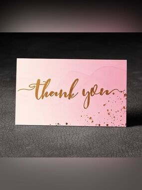 50 pc Thank You Cards with Gold Script